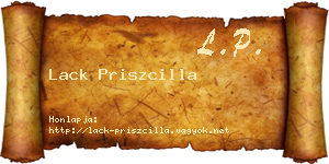 Lack Priszcilla névjegykártya